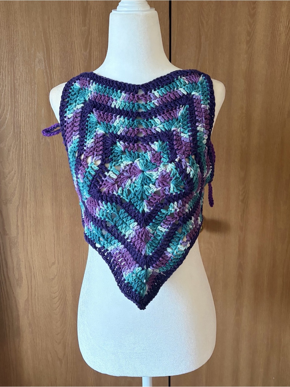 Crochet purple and blue rave star halter top